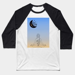 Meditating with the Moon Energy Baseball T-Shirt